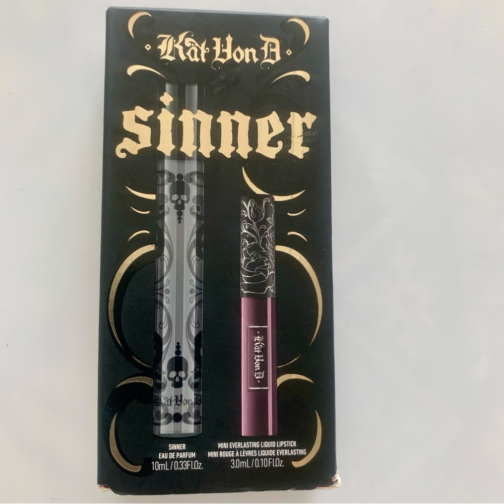 New/Boxed Kat Von D Sinner and Midnight Plum Lip Gloss Limited Edition Gift Set